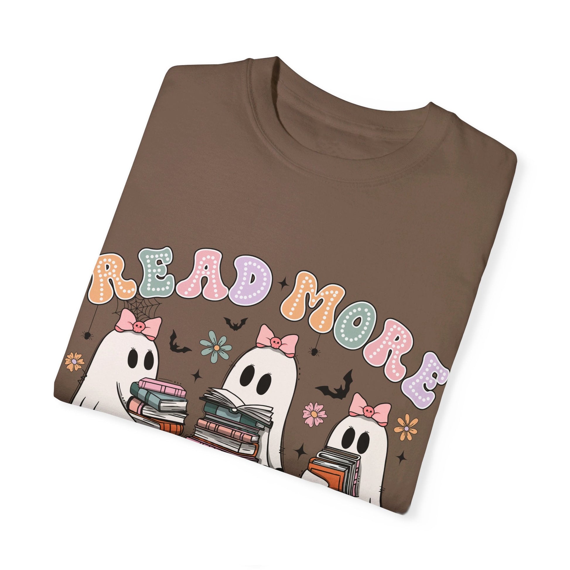 Bookish Ghost Comfort Color Cozy Tshirt - Rainy Day Reader