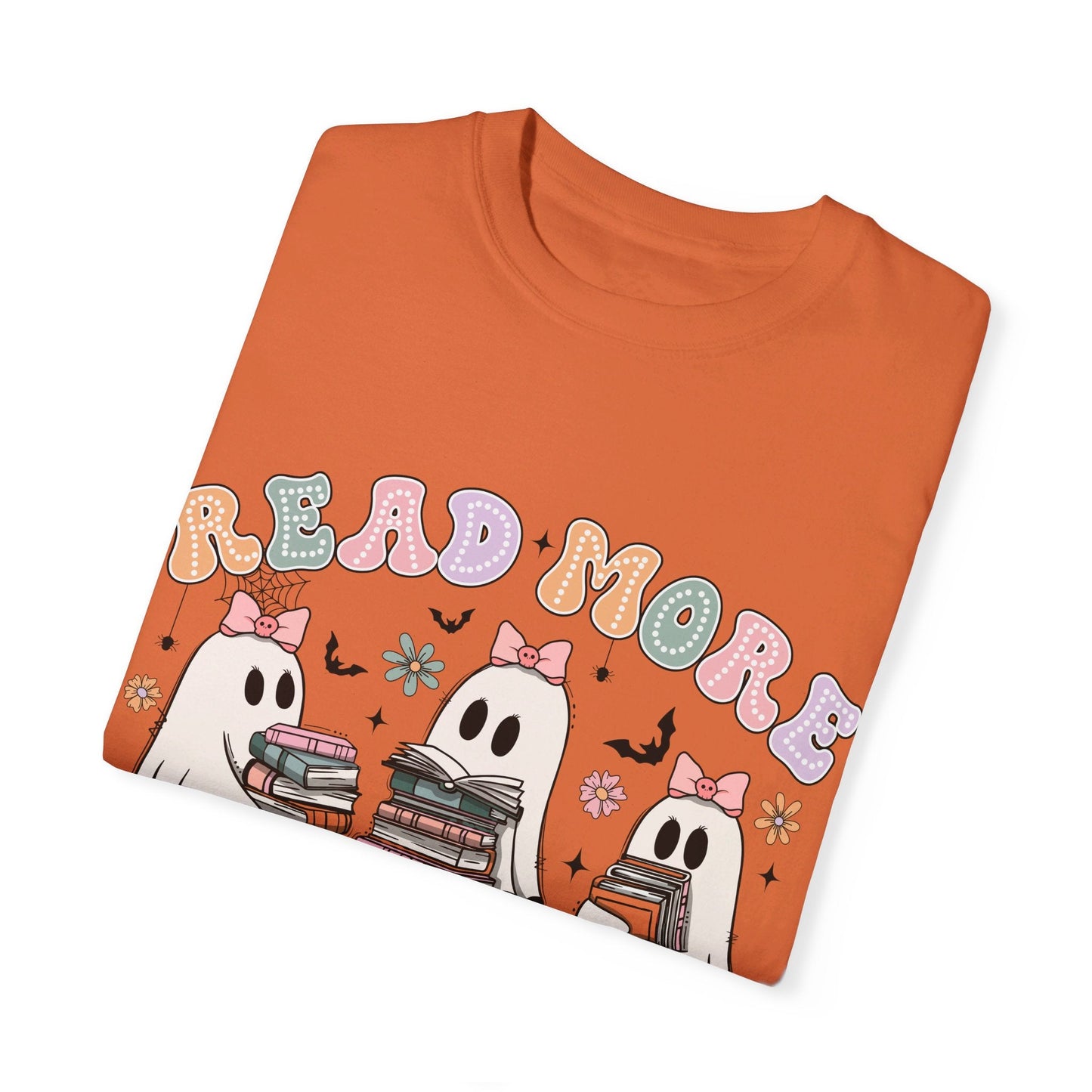 Bookish Ghost Comfort Color Cozy Tshirt - Rainy Day Reader