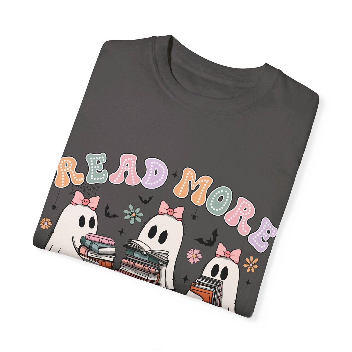 Bookish Ghost Comfort Color Cozy Tshirt - Rainy Day Reader