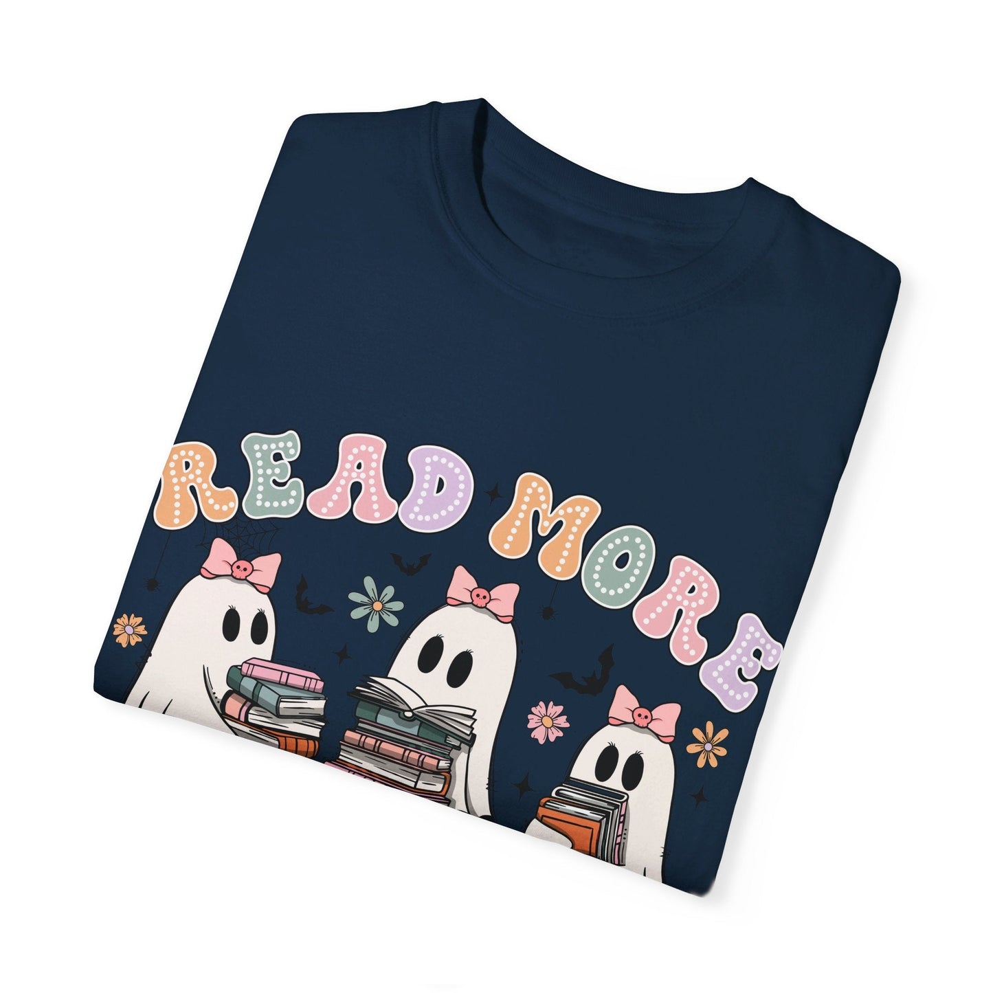 Bookish Ghost Comfort Color Cozy Tshirt - Rainy Day Reader