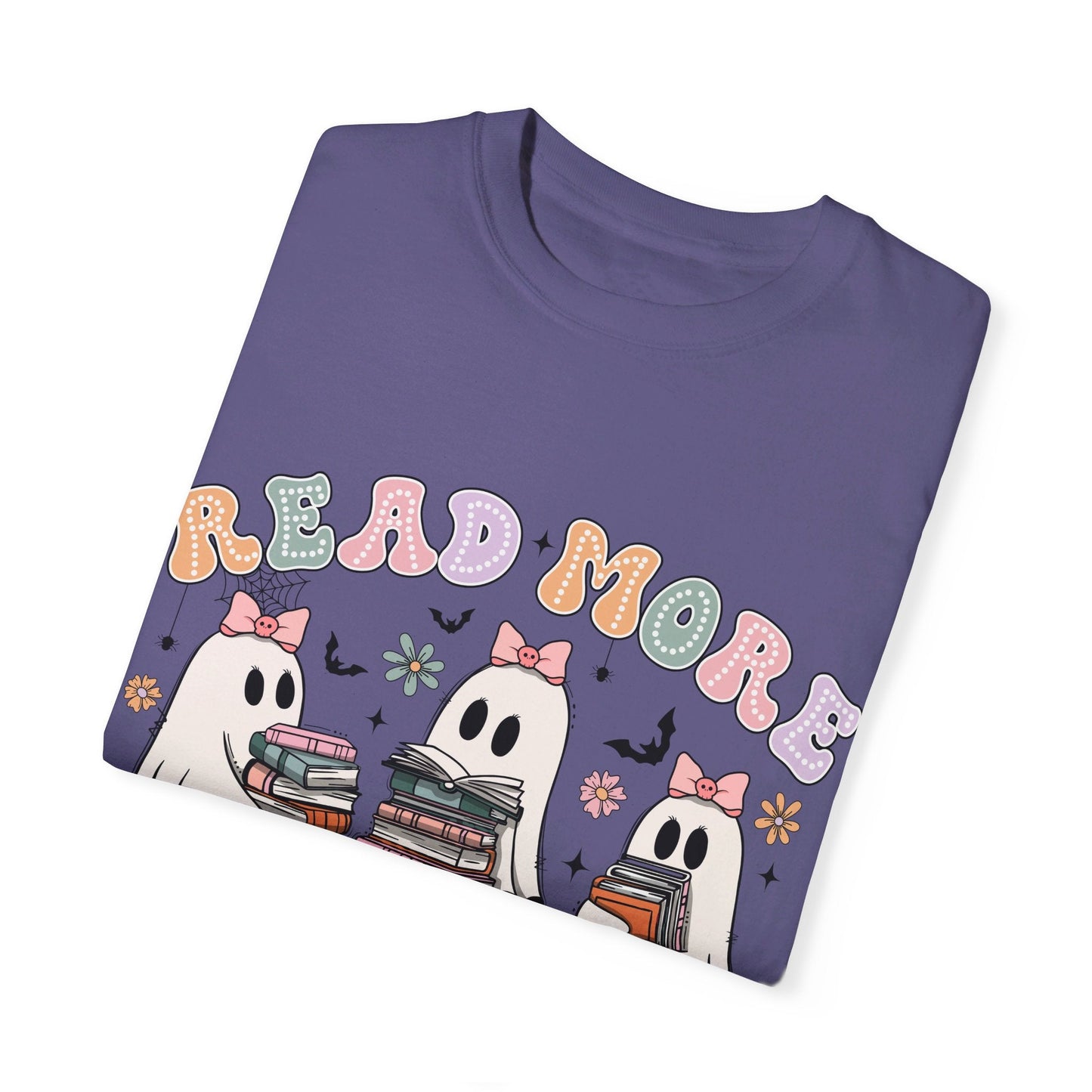 Bookish Ghost Comfort Color Cozy Tshirt - Rainy Day Reader