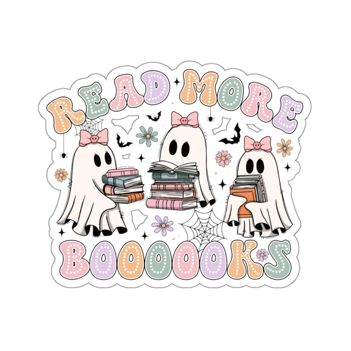 Bookish Ghost Kiss - Cut Three Inch Sticker - Rainy Day Reader