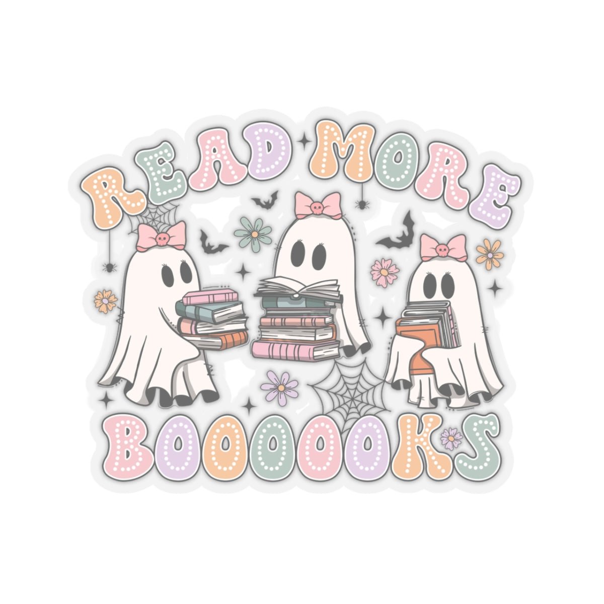 Bookish Ghost Kiss - Cut Three Inch Sticker - Rainy Day Reader