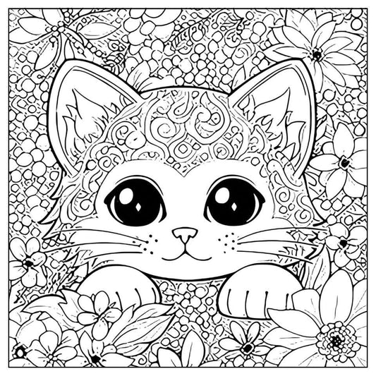 Cat in the Garden FREE Coloring Page - RainyDayReader