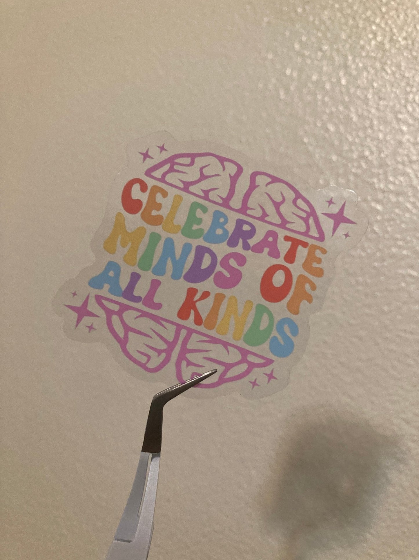 Celebrate Minds Clear Sticker - Rainy Day Reader