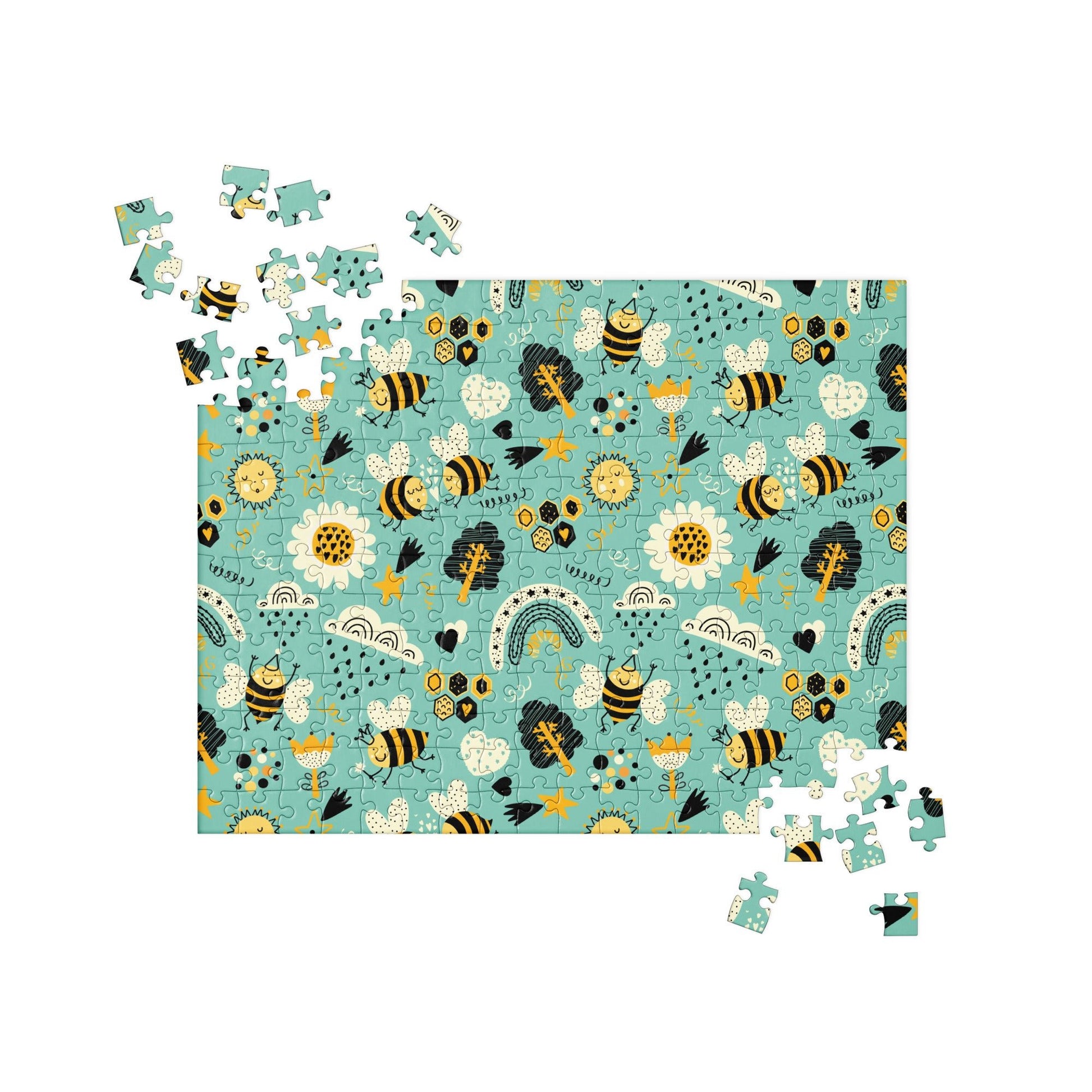 Cute Bees Doodle Jigsaw Puzzle - RainyDayReader