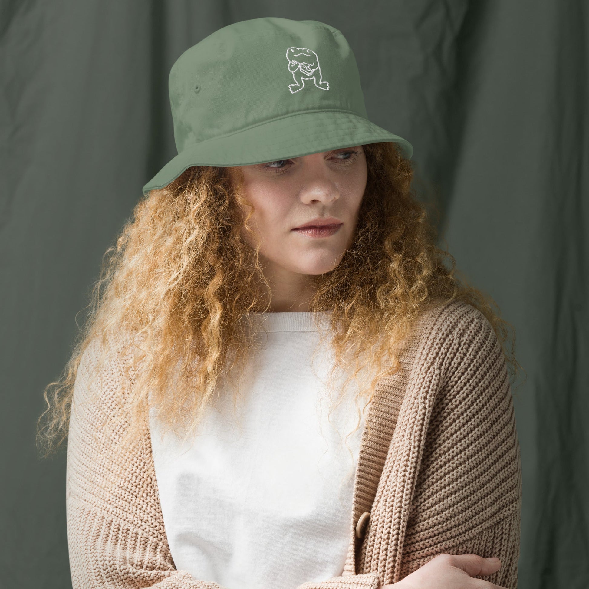 Frog Embroidered Bucket Hat - RainyDayReader