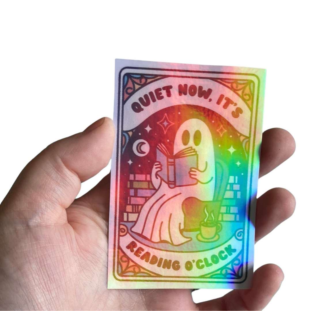 Ghost Reading Holographic Sticker - RainyDayReader