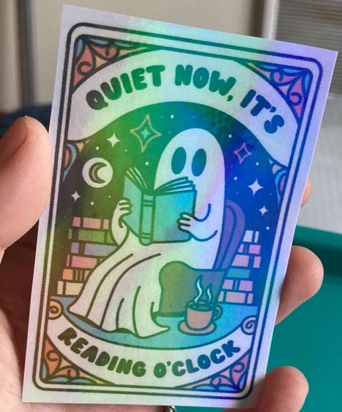 Ghost Reading Holographic Sticker - RainyDayReader