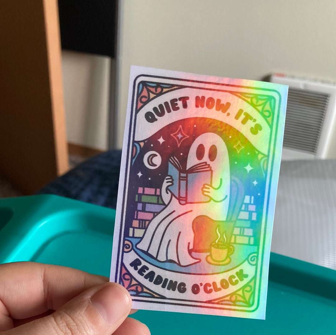 Ghost Reading Holographic Sticker - RainyDayReader